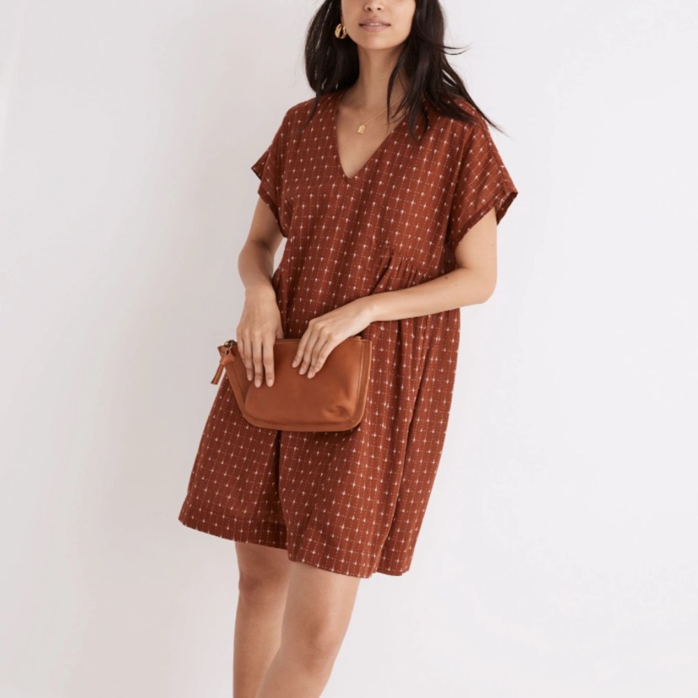 Madewell Jacquard Dolman-Sleeve Embroidered Dress